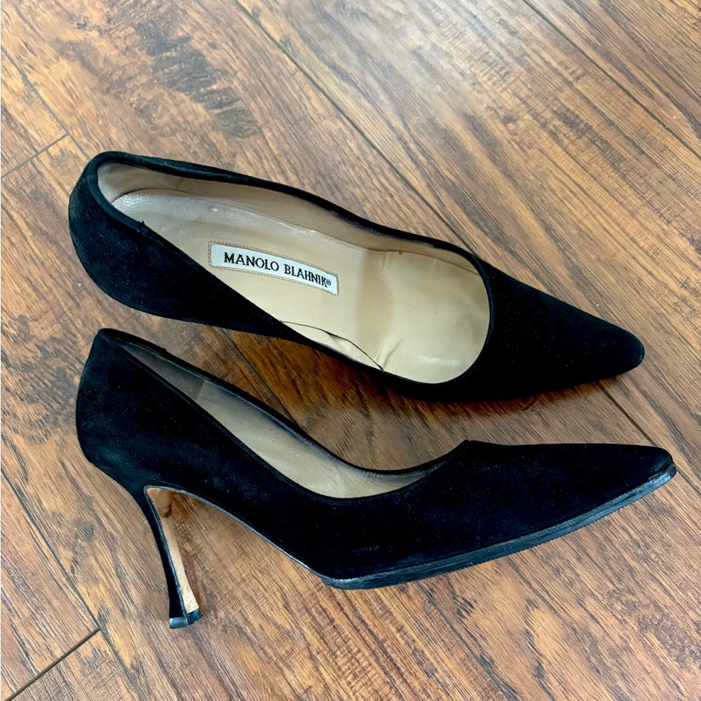 Manolo Blahnik black suede heels